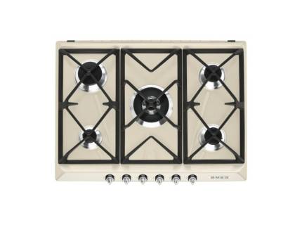 Plita incorporabila pe gaz Smeg Victoria SR975PGH, crem , 70 cm, Wok, fonta
