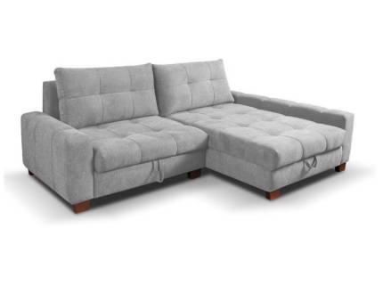 Coltar extensibil PICCOLO material textil gri, cu lada pentru depozitare 234x167cm