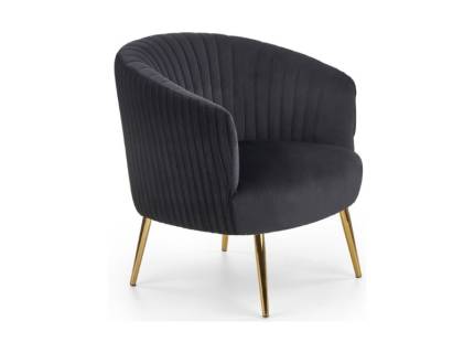 Fotoliu CROWN catifea neagra, picioare aurii 78x72xH80cm 