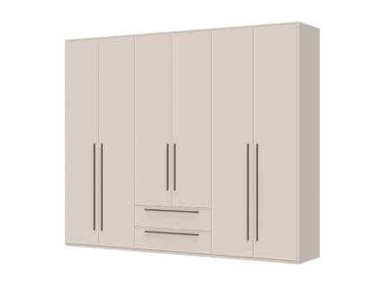 Dulap cu 6 usi si 2 sertare OPERA 272x224x56cm casmir, manere maro