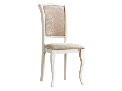 Scaun tapitat OP-SC2 design clasic, material textil cu model cream 45x42xH96cm, cadru si picioare din lemn albe