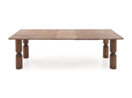 Masa extensibila MELTON din MDF si furnir natural nuc deschis, lemn masiv fag 200-300x101xH76cm