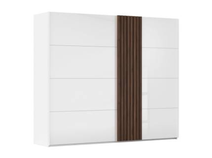 Dulap cu usi glisante TEGIO 262x223x69cm alb alpin/ sticla alba - Walnut