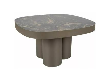 Masuta STELLA B din ceramica Spaniola Vulcano negru lucios, metal cupru 75x75xH43cm