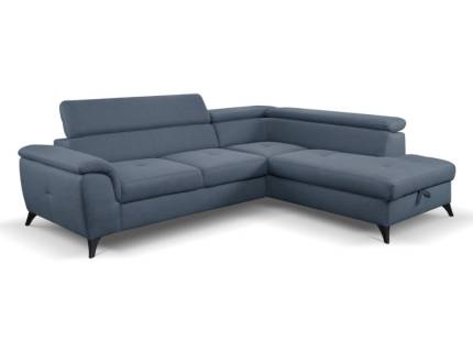 Coltar extensibil ALDEIA cu lada pentru depozitare, tetiere reglabile, personalizabil 251x200cm