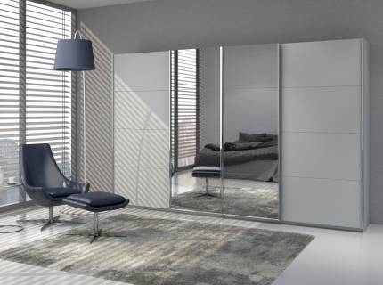 Dulap cu usi glisante SYNCRONO 316x230x62cm silk grey/ oglinda configurabil