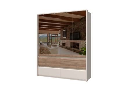 Dulap cu 4 usi si 4 sertare INVICTUS 187x226x60cm casmir/ stejar tabac - oglinda