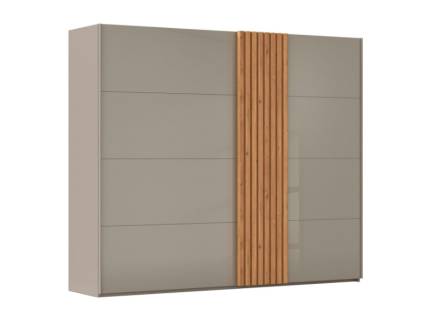 Dulap cu usi glisante TEGIO 262x223x69cm fango mat/ sticla fango- stejar Wild