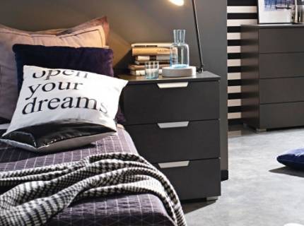 Noptiera cu 3 sertare ADITIO 47x62x42cm gri metalic 