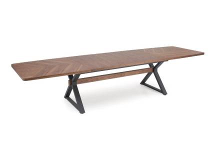 Masa extensibila BARON din MDF + furnir natural nuc, otel vopsit negru 200-350x93xH75cm