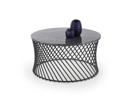 Masuta MINERWA din MDF cu efect de marmura gri, metal negru 80xH42cm