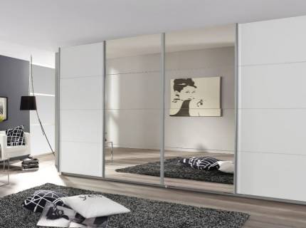 Dulap cu usi glisante SYNCRONO 361x211x62cm alb alpin/ oglinda configurabil