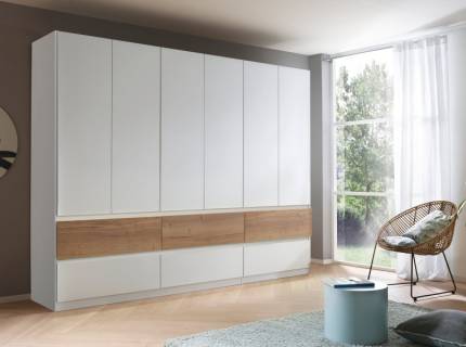 Dulap cu 6 usi cu balamale si 6 sertare WINNIPEG 271x210x56cm alb alpin/ halifax