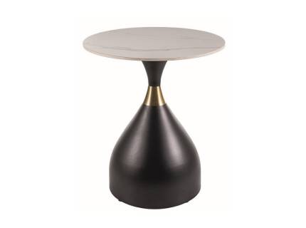 Masuta VIRGO din ceramica cu efect de marmura alba, metal negru + auriu 50xH57cm