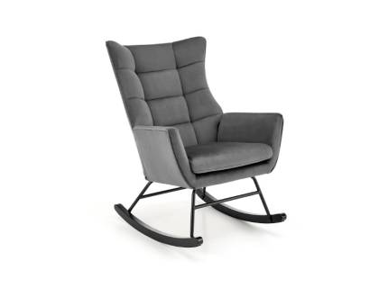 Fotoliu GREY BAZALTO cu functie de balansare, catifea gri 90x70xH92cm