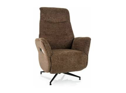 Fotoliu NESTOR RAVEN rotativ cu recliner electric, reglabil pe inaltime, material textil brown 77x79-160H118-190cm