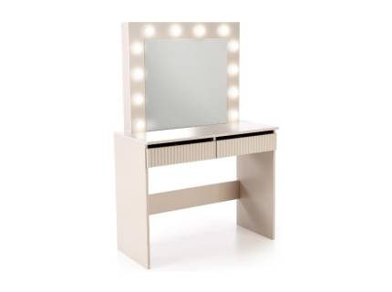 Masa de machiaj cu 2 sertare si oglinda cu led HOLLYWOOD 2 CASMIRE 94x140x43cm casmir
