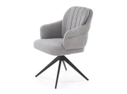 Scaun tapitat K570 rotativ, material buclat grey 61x70xH92cm, picioare negre