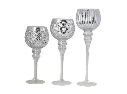 Set 3 potire argintii din sticla  