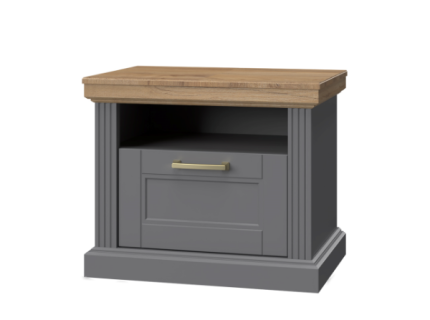 Noptiera cu 1 sertar si spatiu liber TARA GREY 62x52x43cm grafit/ Nuc Pacific