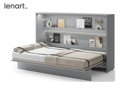 LENART BED CONCEPT BC-05 pat (120x200cm) rabatabil pe perete orizontal 211x46-148x138cm gri