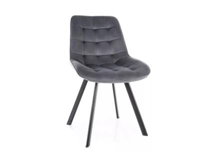Scaun tapitat MONTI VELVET rotativ, catifea grey 51x60xH88cm, picioare negre