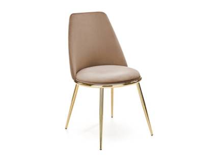 Scaun tapitat K460 luxury, catifea beige 49x54xH84cm, picioare aurii