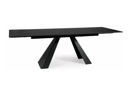 Masa extensibila SALVADORE CERAMIC SAHARA NOIR din ceramica cu efect de marmura italiana, metal negru 160-240x90xH77cm
