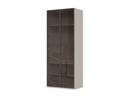 Dulap cu 2 usi cu balamale OPERA 92x224x56cm casmir/ sticla Parsol, maner maro