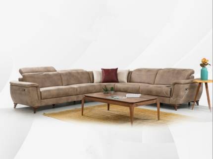 Coltar fix ARMANI L cu tetiere reglabile, 335x300cm personalizabil