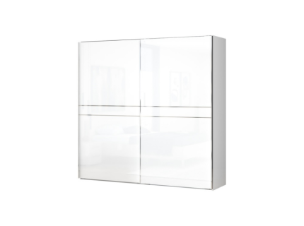 Dulap cu usi glisante PIANO WHITE 230x224x61cm alb lucios, manere crom