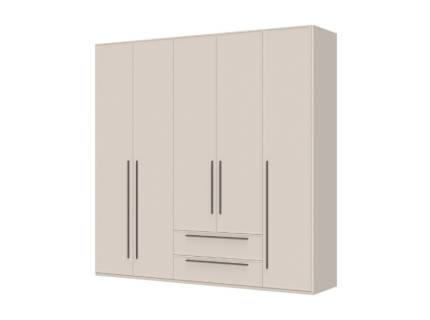 Dulap cu 5 usi si 2 sertare OPERA 227x224x56cm casmir, manere maro