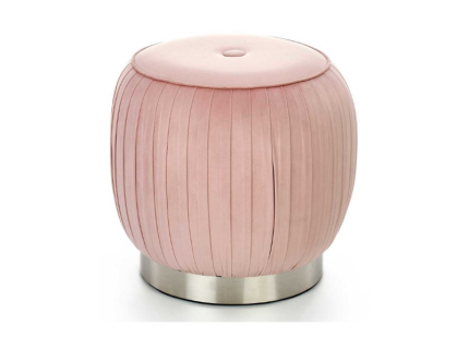 Taburet ALADIN catifea roz, cadru crom 43xH44cm