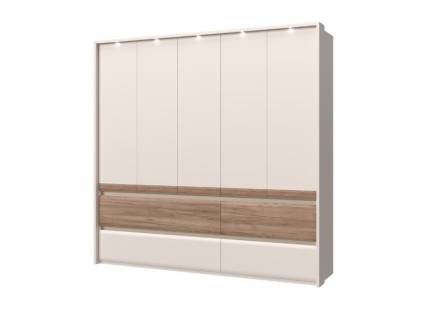 Dulap cu 5 usi si 4 sertare INVICTUS 232x226x60cm casmir/ stejar tabac