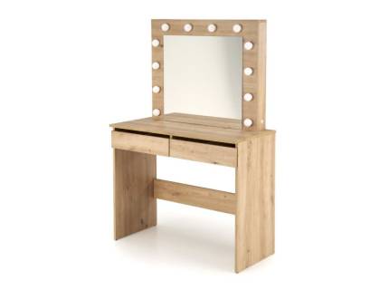 Masa de machiaj cu 2 sertare si oglinda cu led HOLLYWOOD ARTISAN 94x140x43cm stejar artisan