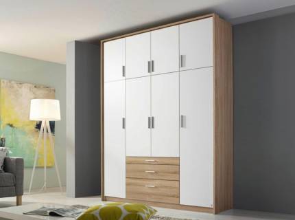 Dulap cu 8 usi cu balamale si 3 sertare HILDESHEIM EXTRA 181x229x54cm alb alpin/ sonoma 